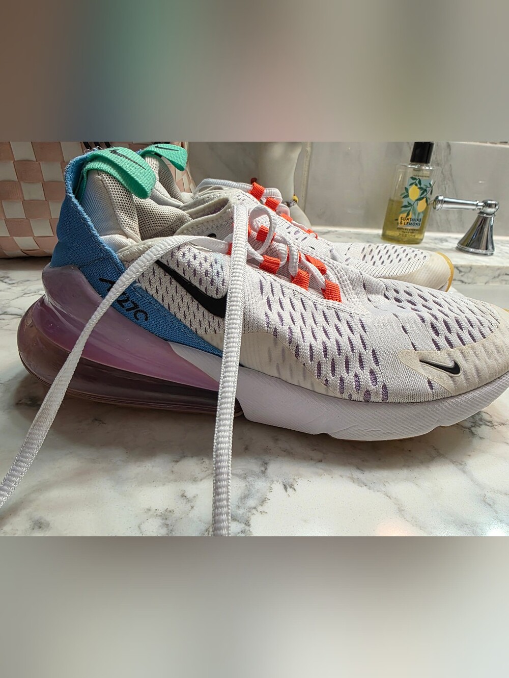 Nike Women's White/Purple Air Max 270 Casual Sneakers